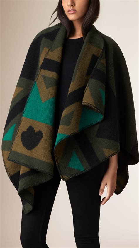 burberry graphic wool and cashmere blanket poncho|Burberry wrap.